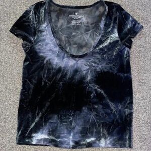 American Eagle Outfitters Cropped Tie Dye Velvet Top